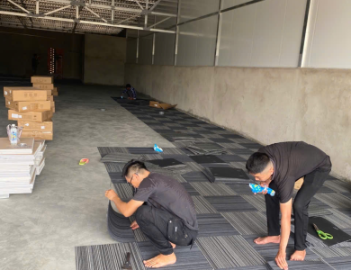 Thi Công Mẫu Thảm Tấm Roma 01b + 12b CLB Bida Phú Giáo