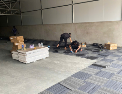 Thi Công Mẫu Thảm Tấm Roma 01b + 12b CLB Bida Phú Giáo